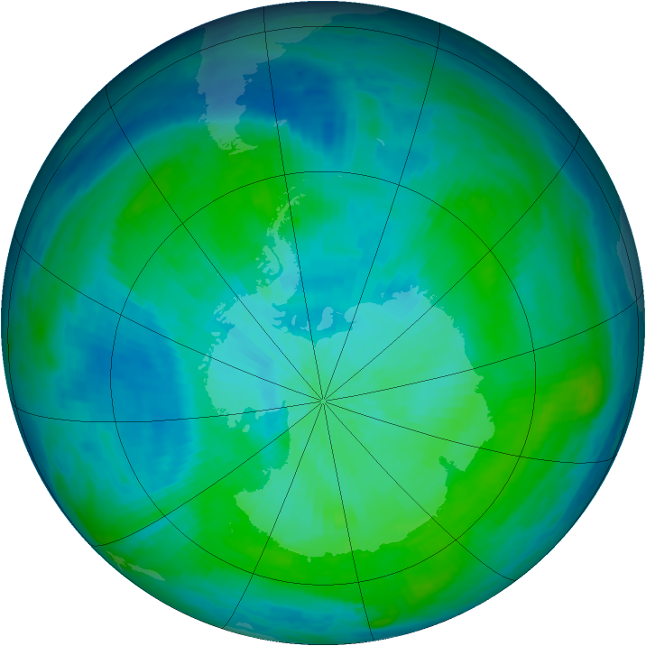 Antarctic ozone map for 18 February 1987